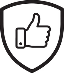 Reliability icon with thumb up inside shield