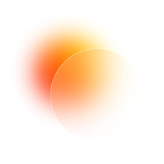 Abstract glass morphism circle element with blurred glowing orange and yellow gradient