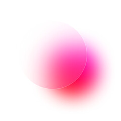 Abstract glass morphism circle element with blurred glowing pink and red gradient