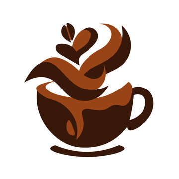 Coffee Cup Art Illustration, Modern minimalist coffee cup logo &bull; elegant vector branding design