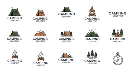 Set of camping and outdoor adventure logo design templates.
