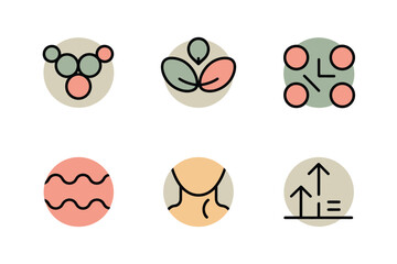 Flat vector icons for reproduction, featuring molecules, sperm, wave, representing biology, fertility, and science,