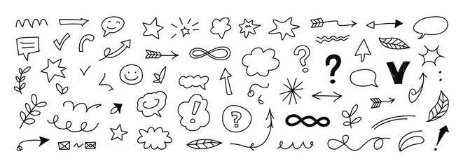 Obraz premium Doodle Elements and Symbols for Design hand drawn sketch