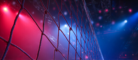 volleyball net with red and blue lighting versus concept