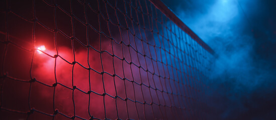 volleyball net with red and blue lighting versus concept