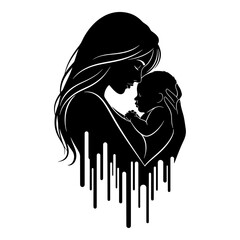 Mother and baby silhouette