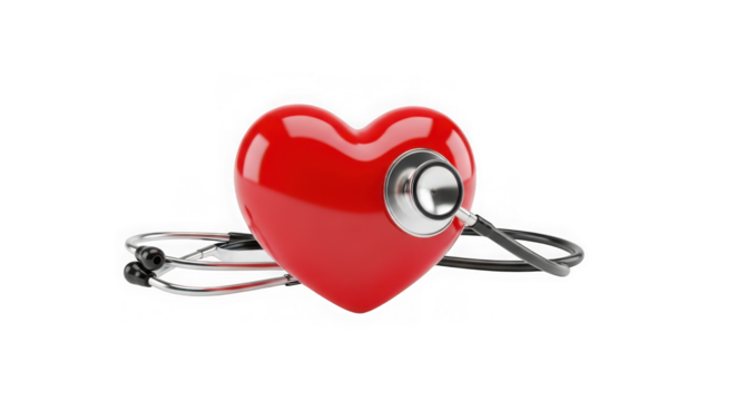 Red heart with stethoscope - Powered by Adobe
