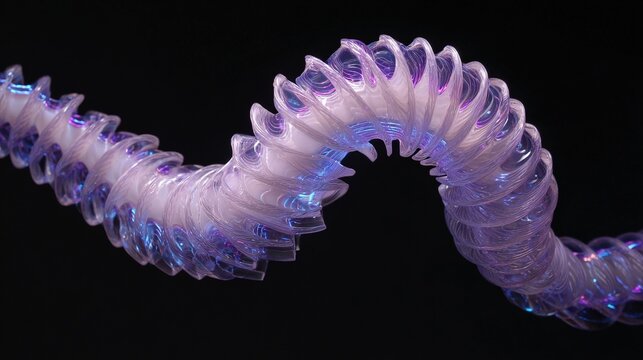 Serpentine flexible synthetic segmented actuator spine glowing with purple and blue light effects - Powered by Adobe