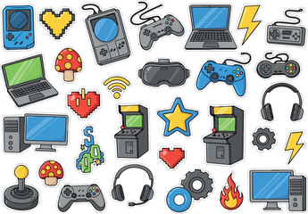 Gaming Icons Collection HandDrawn Style for Game Design.
