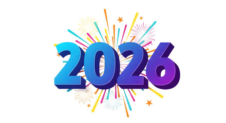 Vibrant 2026 new year celebration with explosive fireworks display on black background