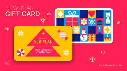 Vibrant Holiday Gift Card Background - Modern New Year Icon Pattern for Festive and Party Branding
