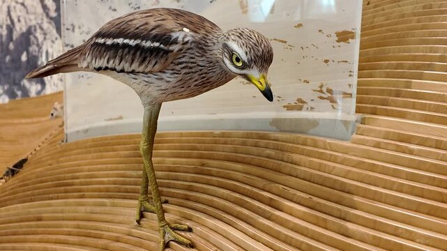 Eurasian stone-curlew statues displayed inside the Sheikh Zayed Desert Learning Centre in Al Ain Zoo.