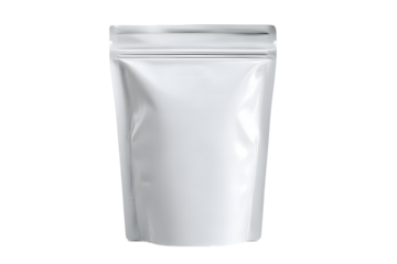 Sleek White Stand Up Pouch for Product Packaging with Zipper Seal Innovation Isolated