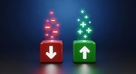 Positive Growth Up  Down Trend with Arrows and Symbols.