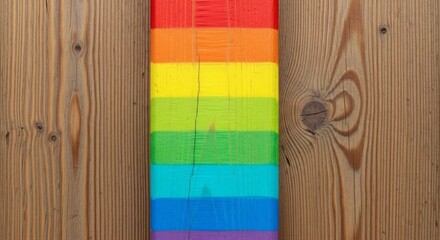 Rainbow Pride Wood grain canvas with vibrant LGBTQ colors on panel.