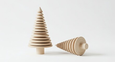 Wooden Christmas Trees Rustic Holiday Cheer on White.