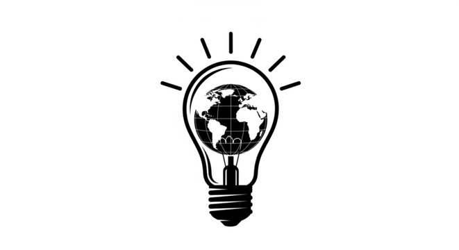 Earth globe inside light bulb, idea of energy saving, ecology, green technology, environmental protection