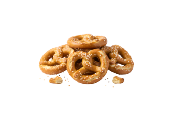 Crunchy pretzels against a white backdrop