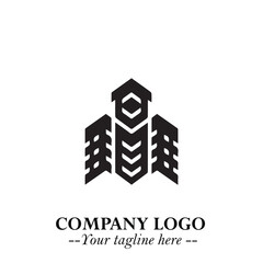 Building Logo Symbol in Black on the White Background with Modern Minimal Architecture Design