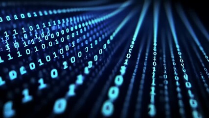 Abstract representation of binary code flowing in a digital environment, symbolizing data processing - Powered by Adobe