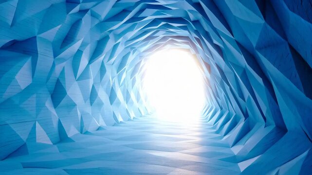 Stunning abstract blue tunnel with light at the end, perfect for creative and inspirational projects
