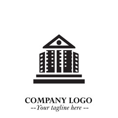 Building Logo Symbol in Black on the White Background with Modern Minimal Architecture Design