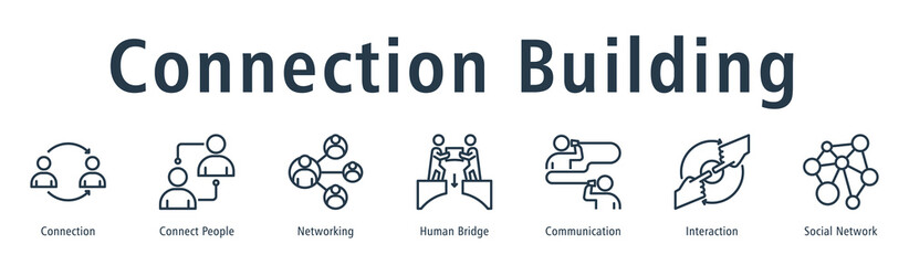 Connection Building web banner icon vector illustration concept with icon of connection, connect people, networking, human bridge, communication, interaction, and social network.