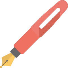 Coral Fountain Pen with Gold Nib and White Accent on Transparent Background Ideal for Writing and Drawing Projects