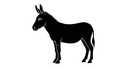 Obraz premium Striking black silhouette of a donkey against a clean white backdrop, ideal for logo design, educational materials, or children's illustrations