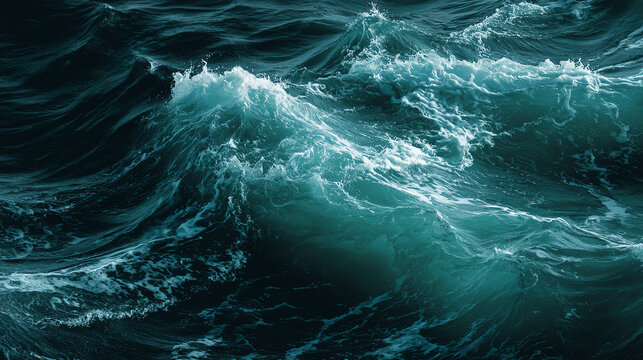 Dynamic ocean waves crashing in a mesmerizing display of motion and energy under twilight skies.