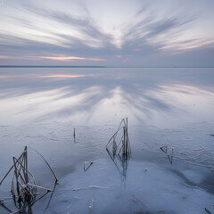frozen lake in winter