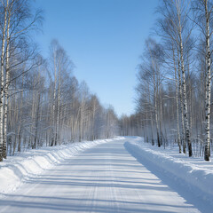road in winter forest