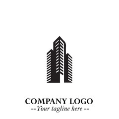 Building Logo Symbol in Black on the White Background with Modern Minimal Architecture Design