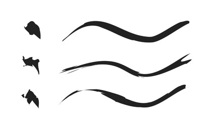 Set of black grunge brush strokes