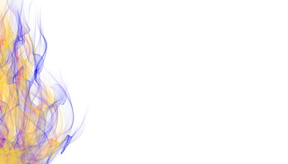 Demi flamme jaune et bleu fond transparent.