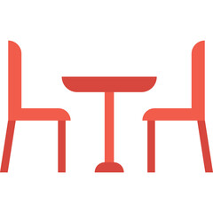 Coral Round Table With Two Coral Chairs On A White Background Minimalist Simple Design Isolated Graphic Element For Interior Design Concepts