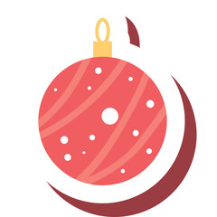 Coral Christmas Ornament With White Dots And Pink Stripes And A Yellow Cap On A Transparent Background
