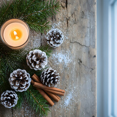 christmas decoration on wooden table