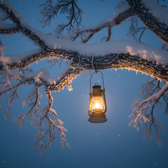old lantern in the snow