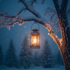 old lantern in the snow