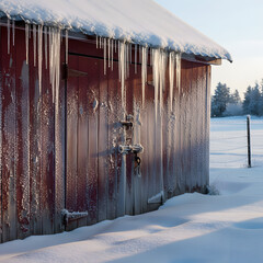 farmyard in the middle of a snowy winter