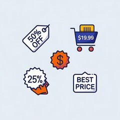 Mega set of icons in trendy line style. Business, ecommerce, finance, accounting. Big set Icons collection. Vector illustration