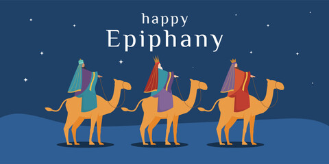 Happy Epiphany banner illustration in flat style design
