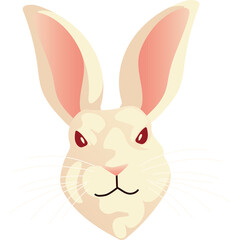 Cream Colored Rabbit With Long Ears And Pink Inner Ears And Red Eyes And Whiskers On A Transparent Background