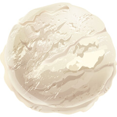 Creamy Vanilla Ice Cream Scoop with Swirls and Shadows on Transparent Background Detailed Macro Shot