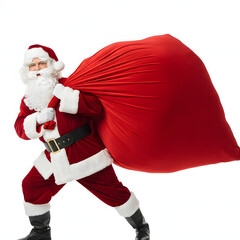 santa claus with big present bag
