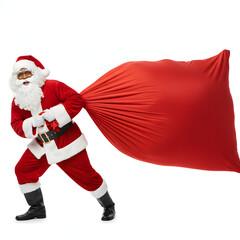 Black santa claus with gifts