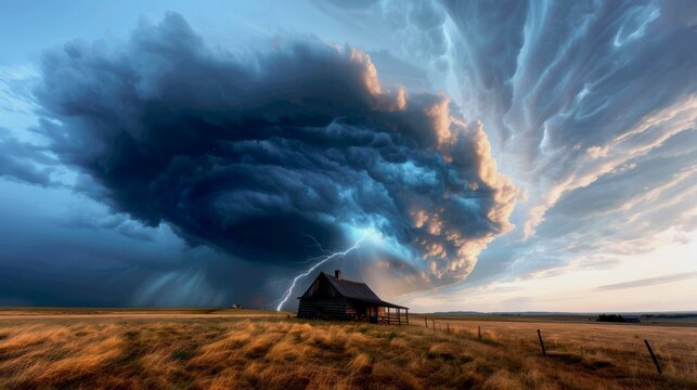 a powerful storm front moving across a prairie