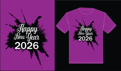 Print ready typography happy new year t-shirt design 2026