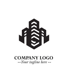 Building Logo Symbol in Black on the White Background with Modern Minimal Architecture Design